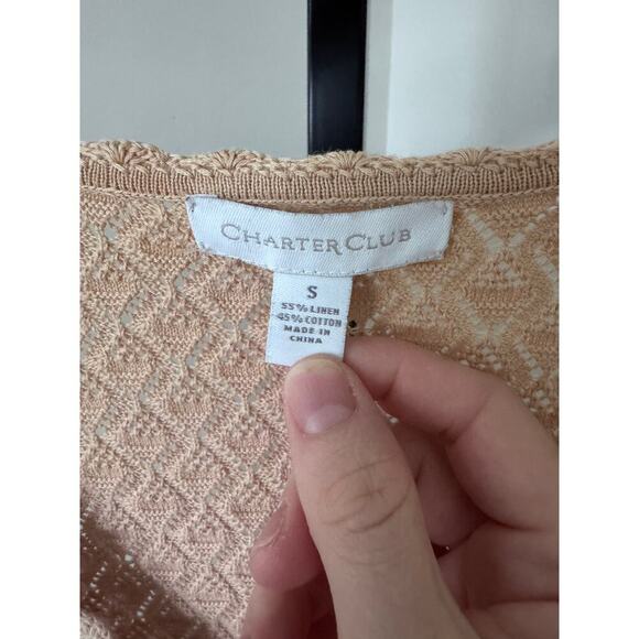 Charter Club Linen Blend Button Down Long Sleeve Blouse - Picture 3 of 3